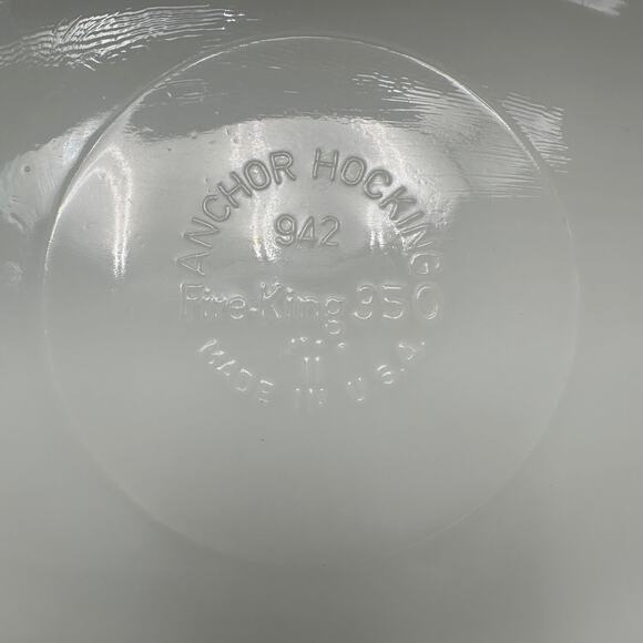 Vtg Anchor Hocking Fire King Platter Green Trim Milkglass 12 Inch - Picture 4 of 7